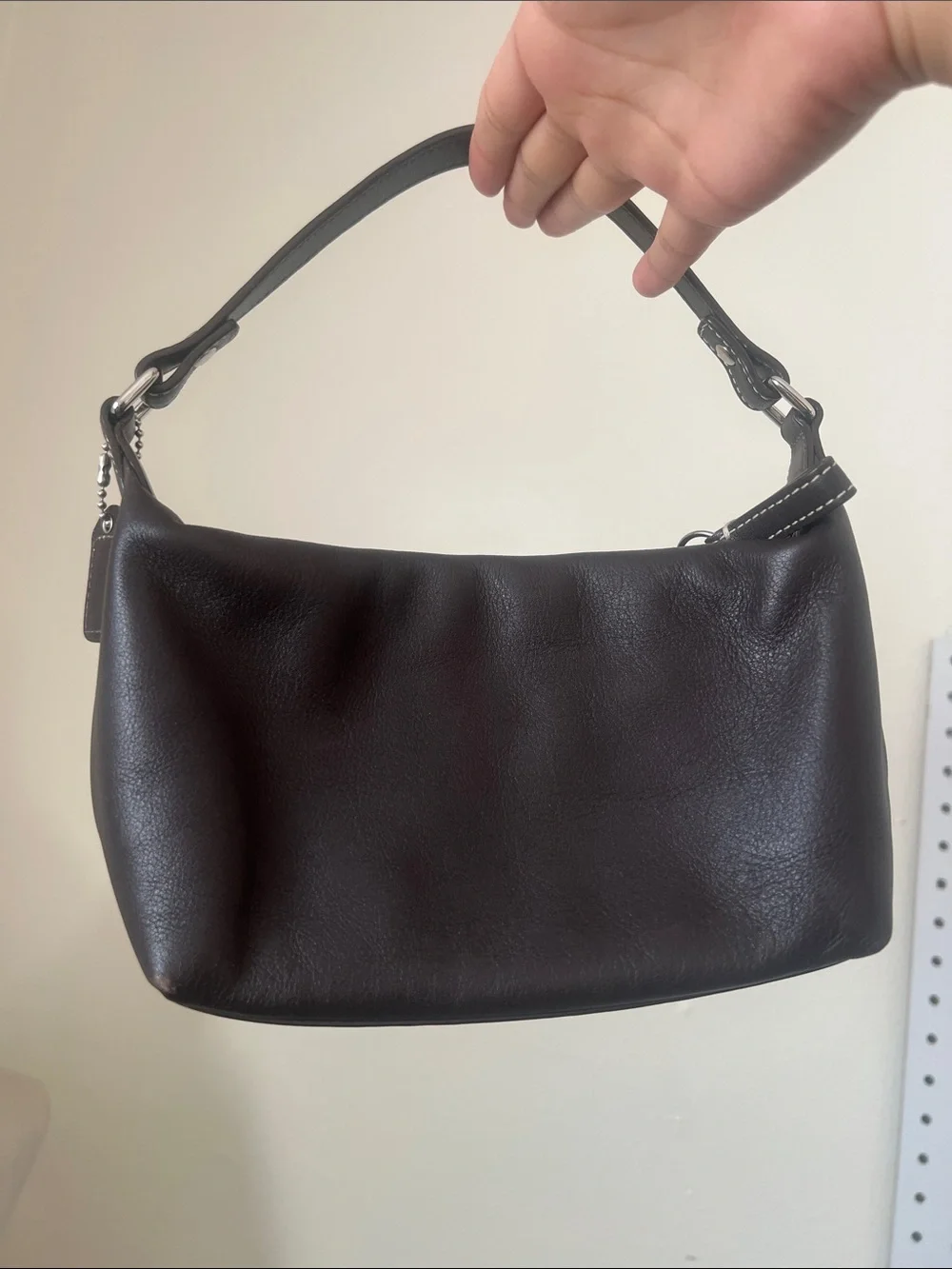 Coach Dark Brown Embossed Leather Mini Hobo